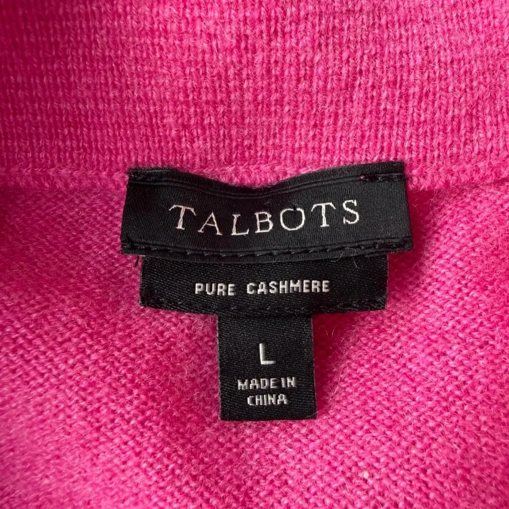 Talbots Pure Cashmere Cowl Neck Sweater Hot Pink Long Sleeve Knit Top Large